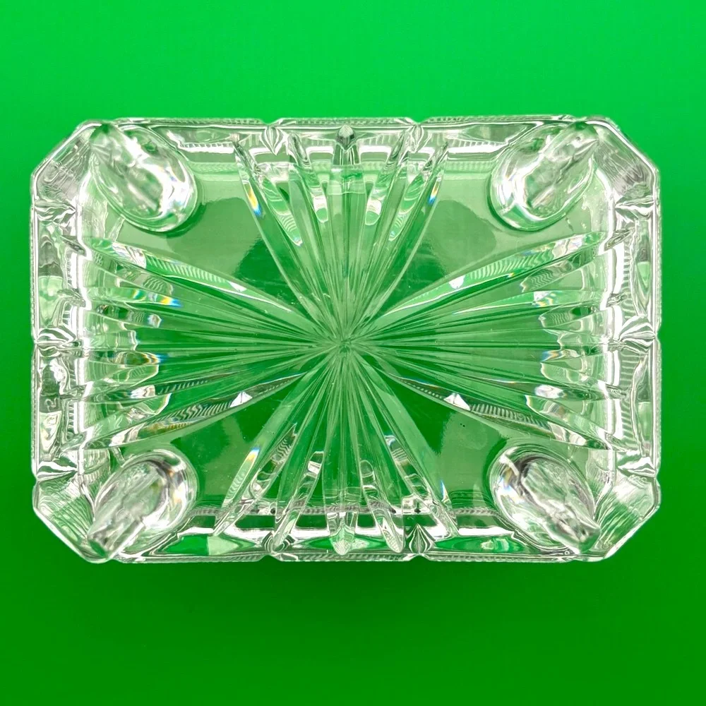 Vintage American Brillant Cut Glass Covered Cigarette Box.